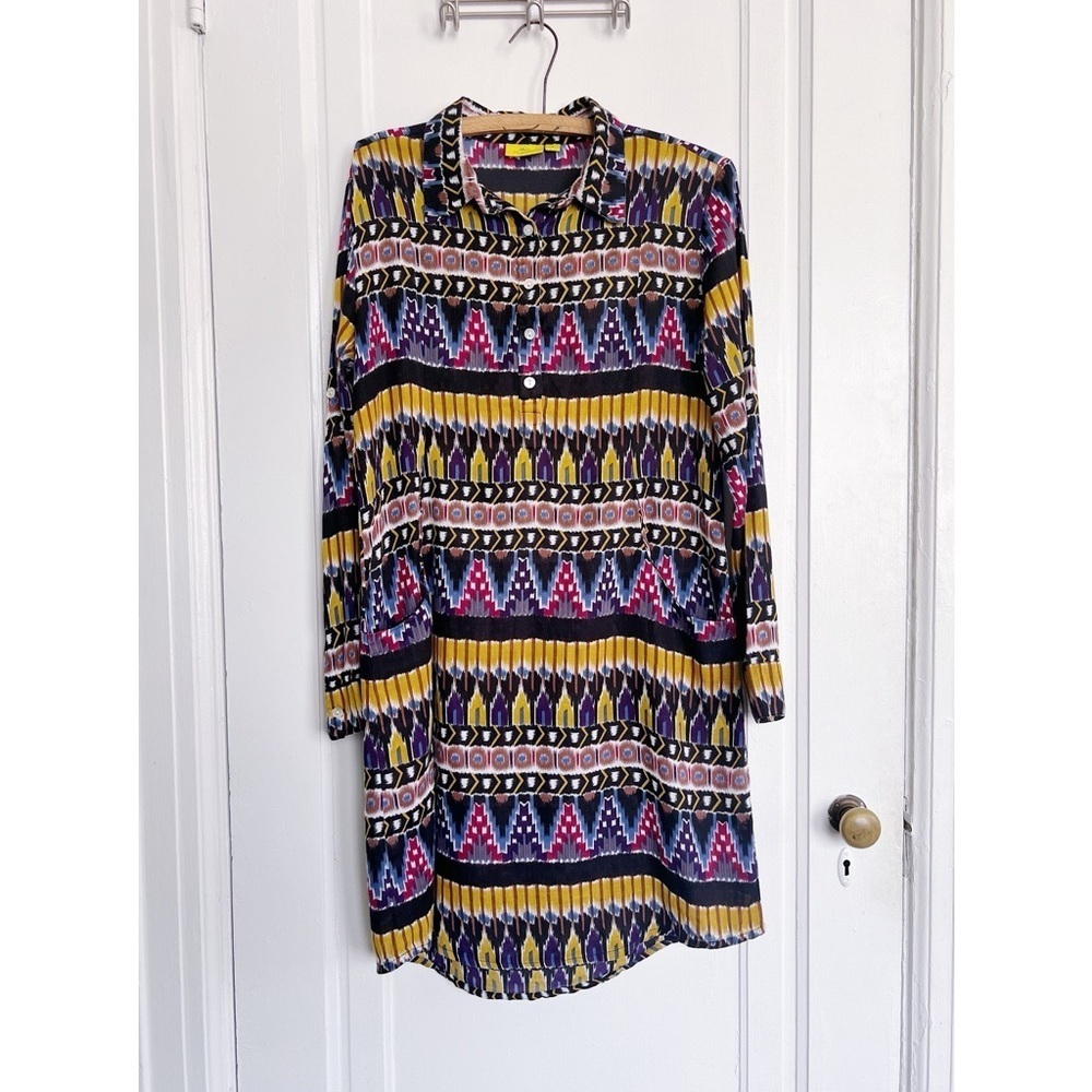 Roller Rabbit • ikat print popover shirtdress tunic mini tribal colorful cotton